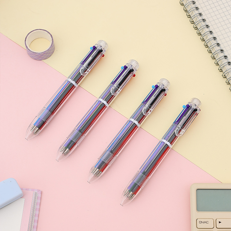 T Japanese and Korean Creative Cute Cartoon Multi-Colorful Ballpoint Pen Multi-Function Press Colorful Personalized Oil Pen Stationery 6-Colorful Pen