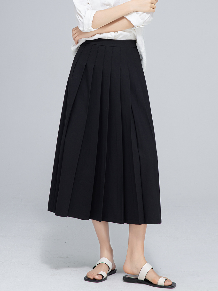 Xingge Petite Intellectual Style Pleated Skirt Mid-Length Women's 2025 Autumn New Slimming Half Skirt