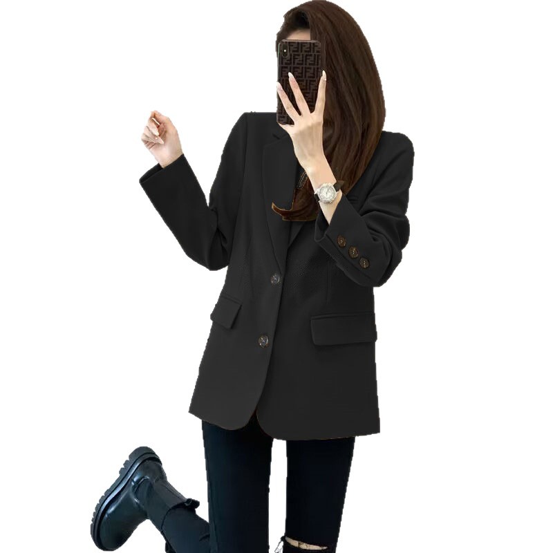 Suit Jacket for Women Spring 2025 New Elegant Korean Style Versatile Small Work Clothing Khaki Suit Top for Women