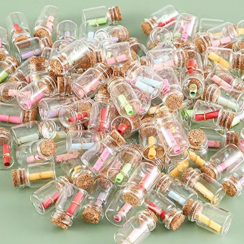 Мини бутылка желаний, удачи, стеклянная пробирка с корком и звездной оригами