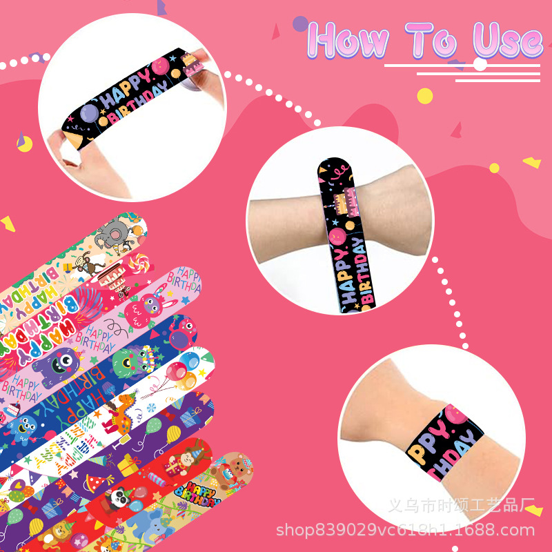 Amazon's New Birthday Snap Ring Bracelet Children's Birthday Party Theme Gift Decoration Snap Ring Bracelet