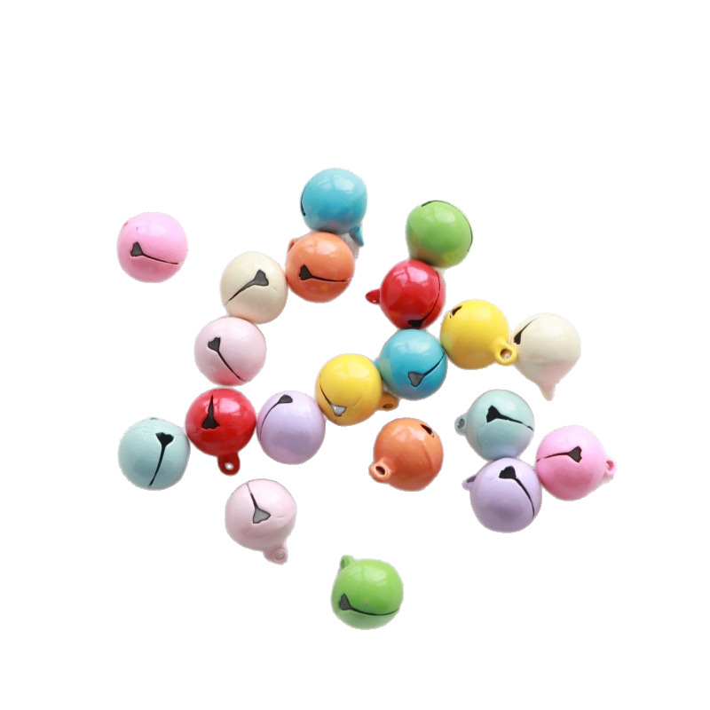 14mm Painted Small Round Bell DIY Creative Pet Accessories Candy Color One-Word Metal Roller Spray Paint Christmas Bell