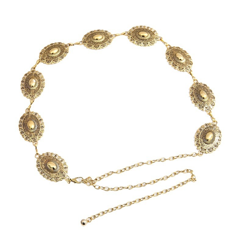 Retro Carved Metal Waist Chain Youth Wide Belt Han Dynasty Chain Ethnic Style Women's Belt Dress Large Quantity