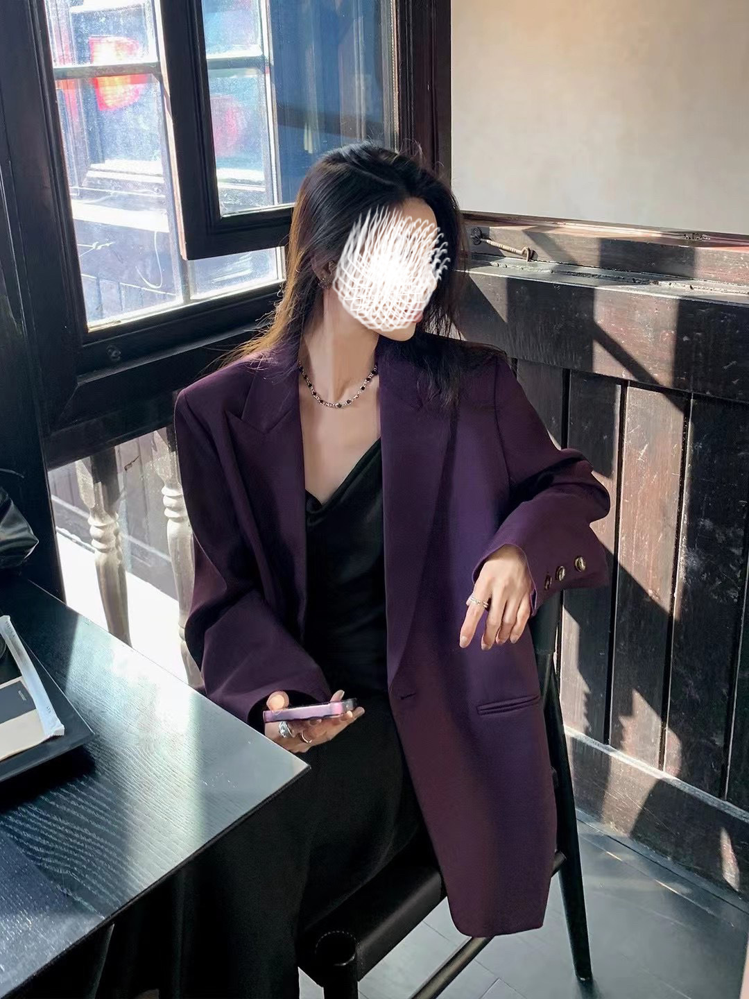 [6665 in stock] New high-end purple plus size women's suit coat chubby girl loose suit casual