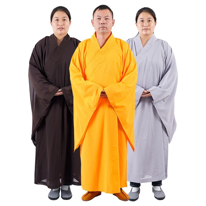 Jiulianhua monk clothing factory straight hair Haiqing clothing hemp yarn table hemp wide sleeve coat Haiqing monk clothing Zen