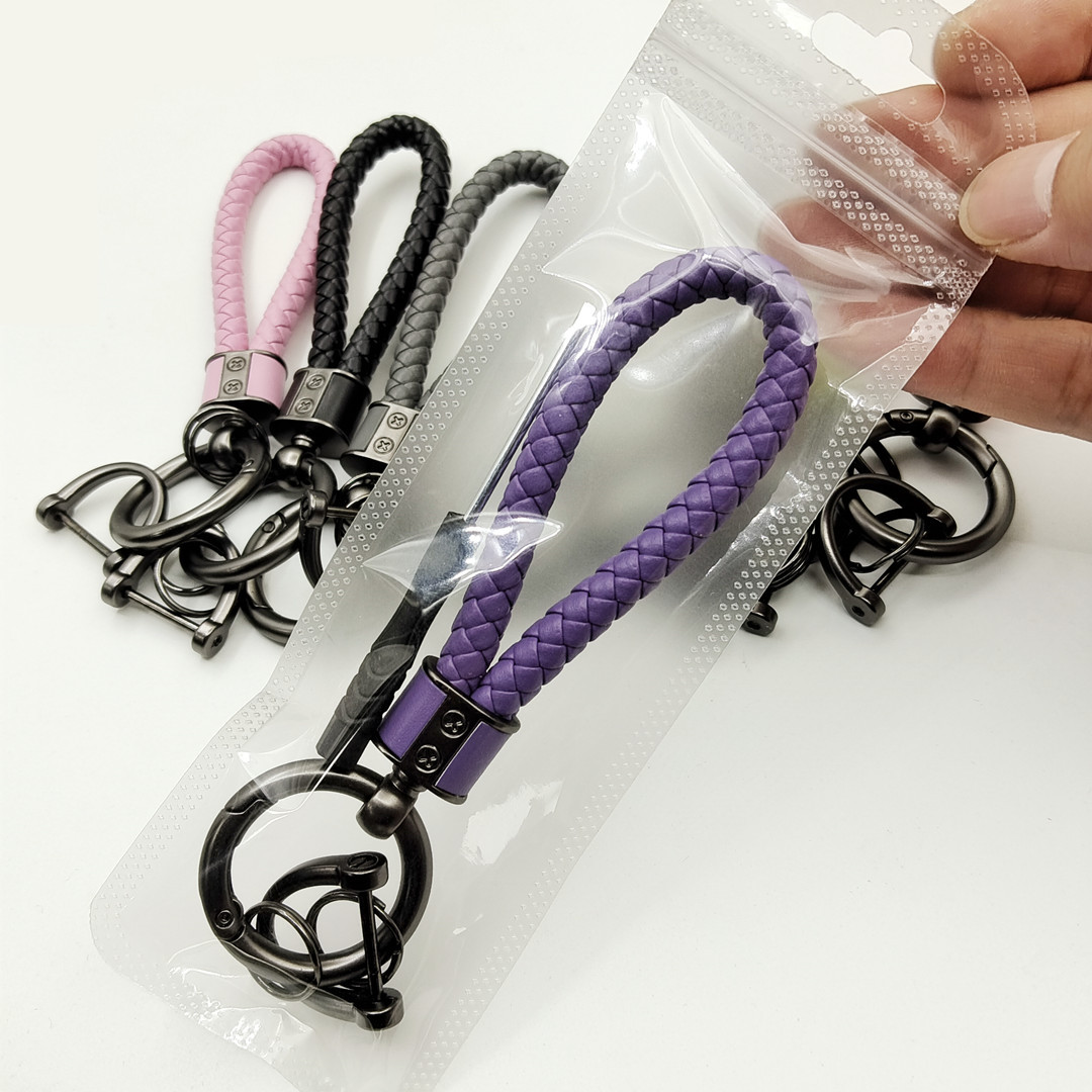 Colorful Creative Woven Handmade Leather Rope Key Chain Pendant Cute Key Ring Black Car Key Chain Wholesale