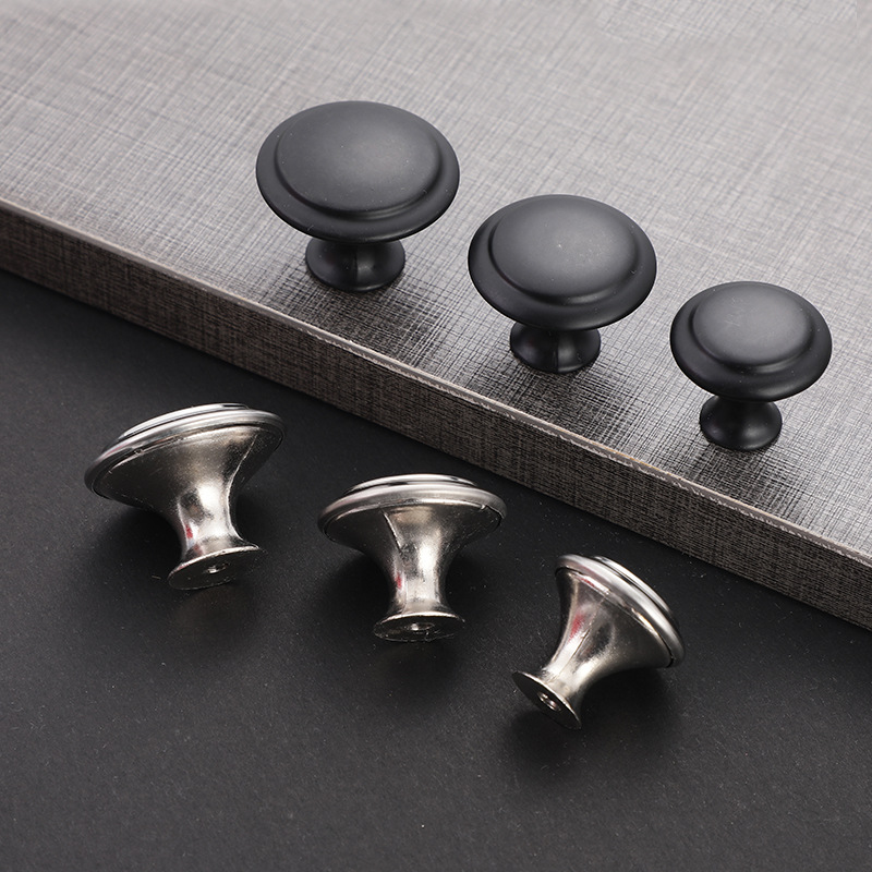 Poi Household Stainless Steel American Mushroom Drawer Handle Black Wardrobe Cabinet Door Handle Drawer Round Handle