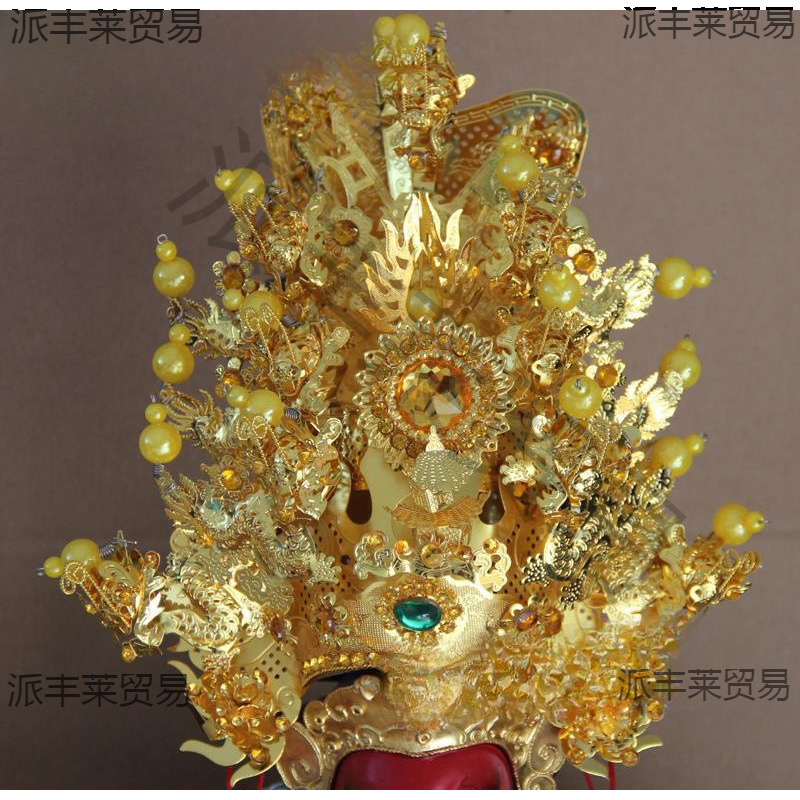 Alloy Guan Gong Hat Gold Beads Gold Diamond Guan Sheng Emperor's Hat Guan Feather Crown Gods Guan Di Helmet
