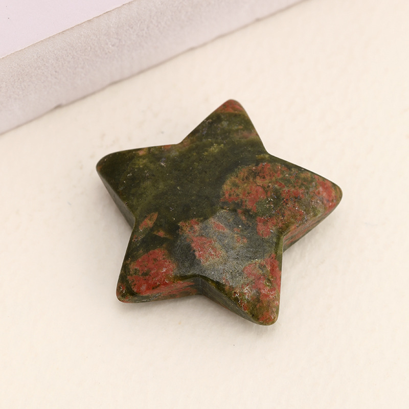 3cm Natural Raw Stone Crystal Polished Five-pointed Star Pendant Star Moon Gem Crafts Jewelry Accessories Cross-Border