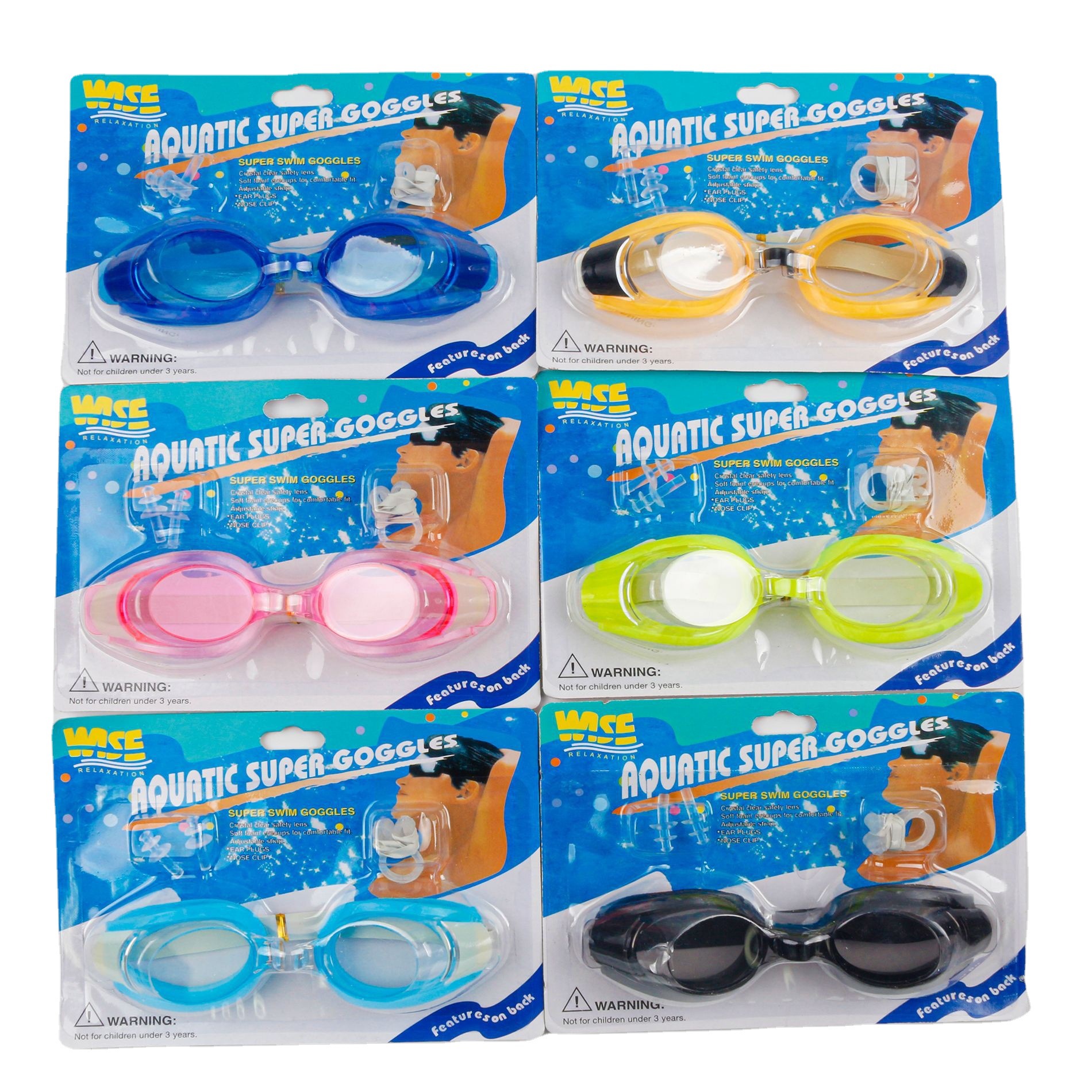 Manufacturer's Spot Wholesale Transparent Swimming Goggles Diving Waterproof Adult and Children's Swimming Goggles with Nose Clip Earplugs Adjustable Elasticity