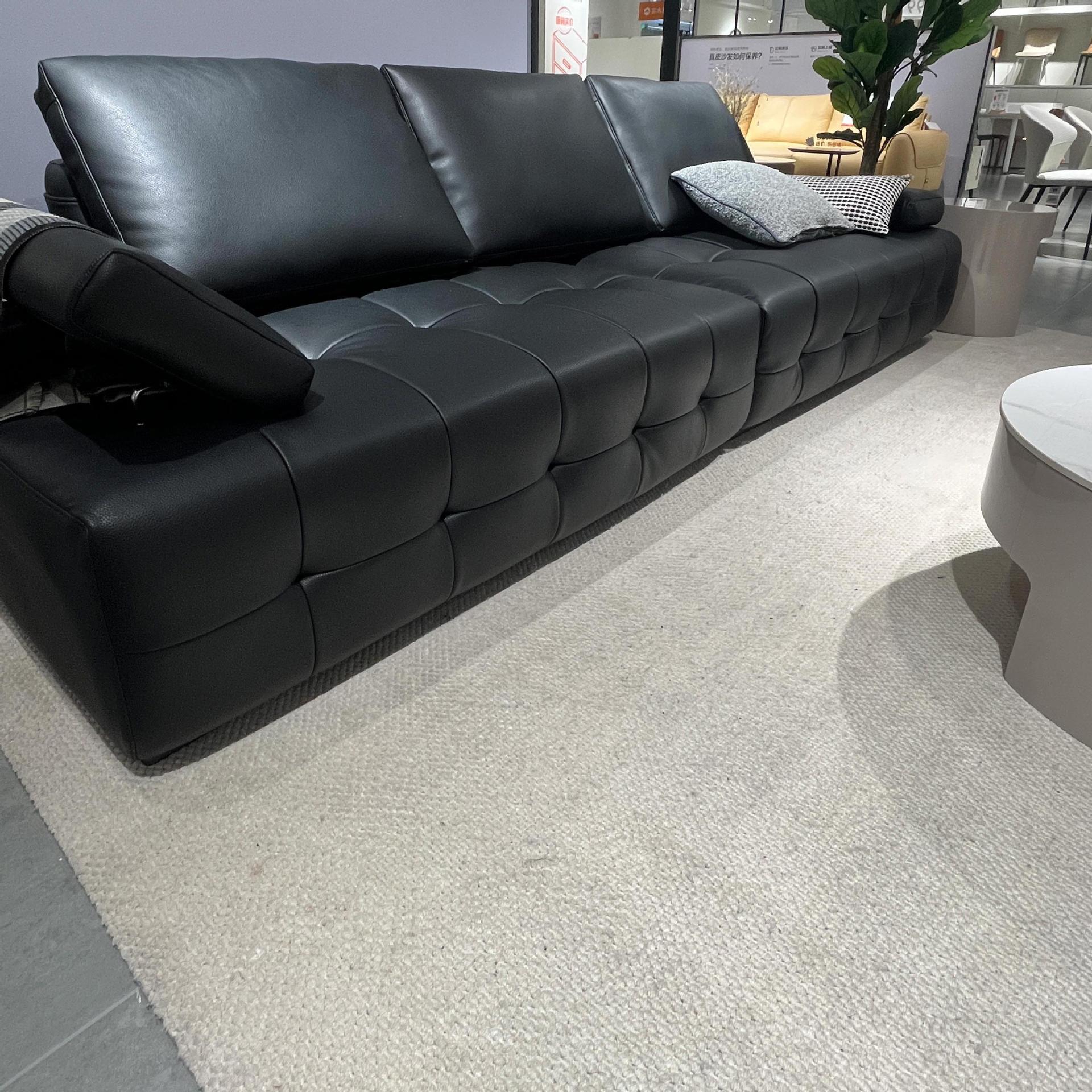 Диван Лоуренса, итальянская легкая роскошь, натуральная кожа, современный минимализм, гостиная, прямая линия, вилла, большая квартира