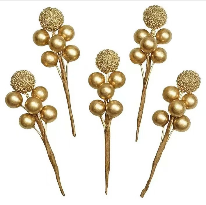 [Золотые и серебряные стеклянные бусины, фруктовая гирлянда] аксессуары для свадебной коробки для конфет, имитация, маленькая золотая ягода