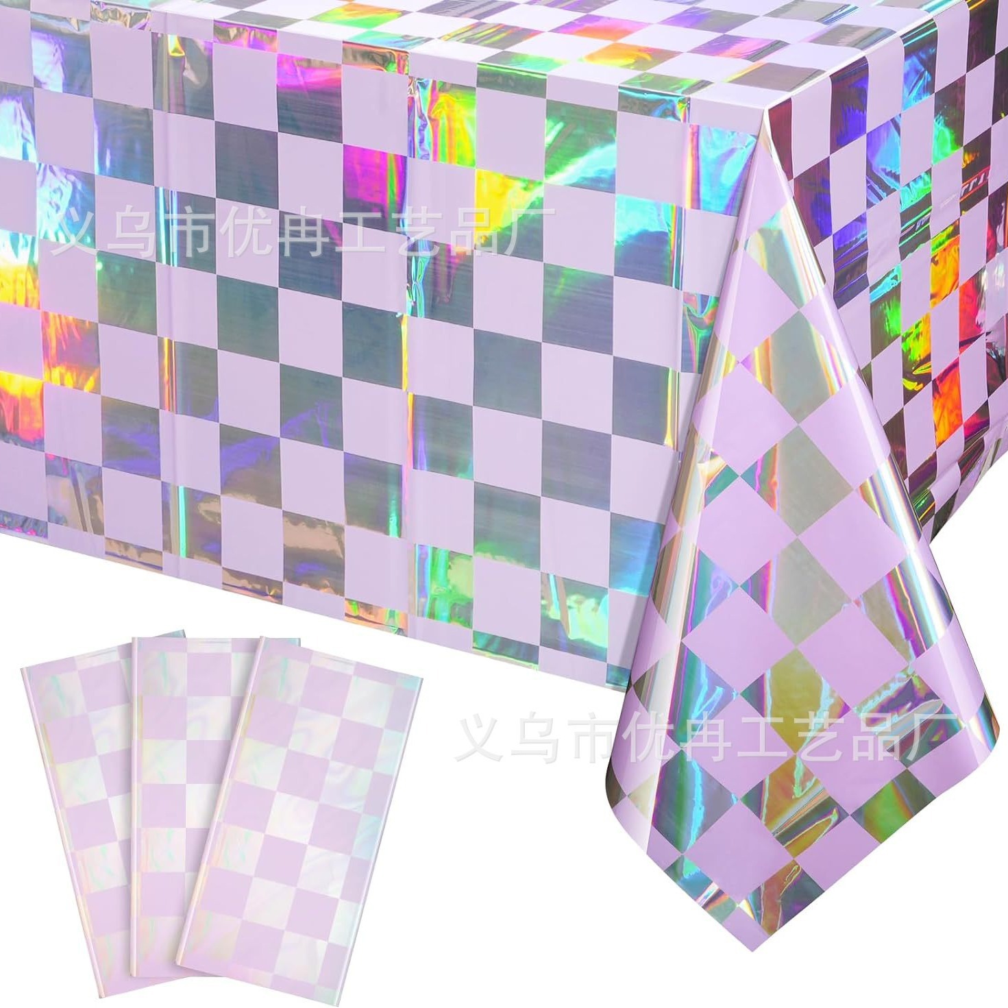 Aluminum mold fluorescent track racing track black and white checkered tablecloth disposable pe plastic dining cloth tablecloth table