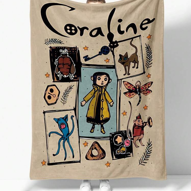 1Pc Cartoon Animal Patchwork Pattern Flannel Blanket, Suitab