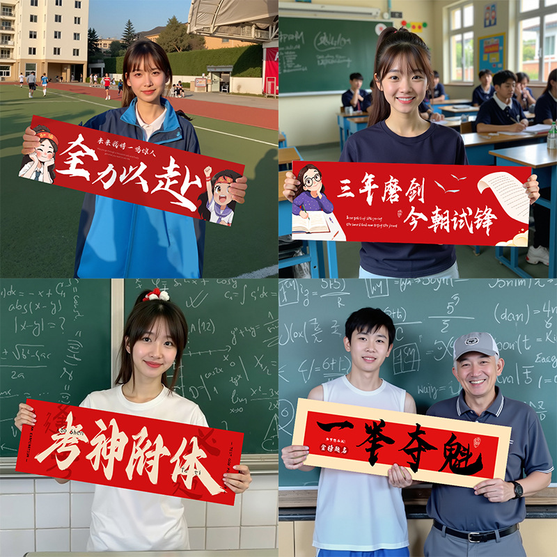 Handheld Banners for High School and College Entrance Exams, Motivational Atmosphere Decorations, and Golden List Ceremony Arrangements