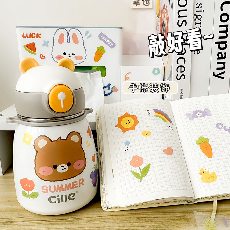 Cartoon transparent Journal stickers children's cute pvc Journal stickers material decoration seamless waterproof Cup stickers