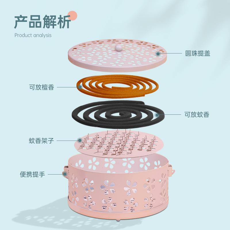 Mosquito Coil Holder for Home Use, Mosquito Coil Rack Tray, Iron Art, Fireproof and Anti-Scalding, with Lid, Indoor Creative Incense Burner, Mosquito Coil Box