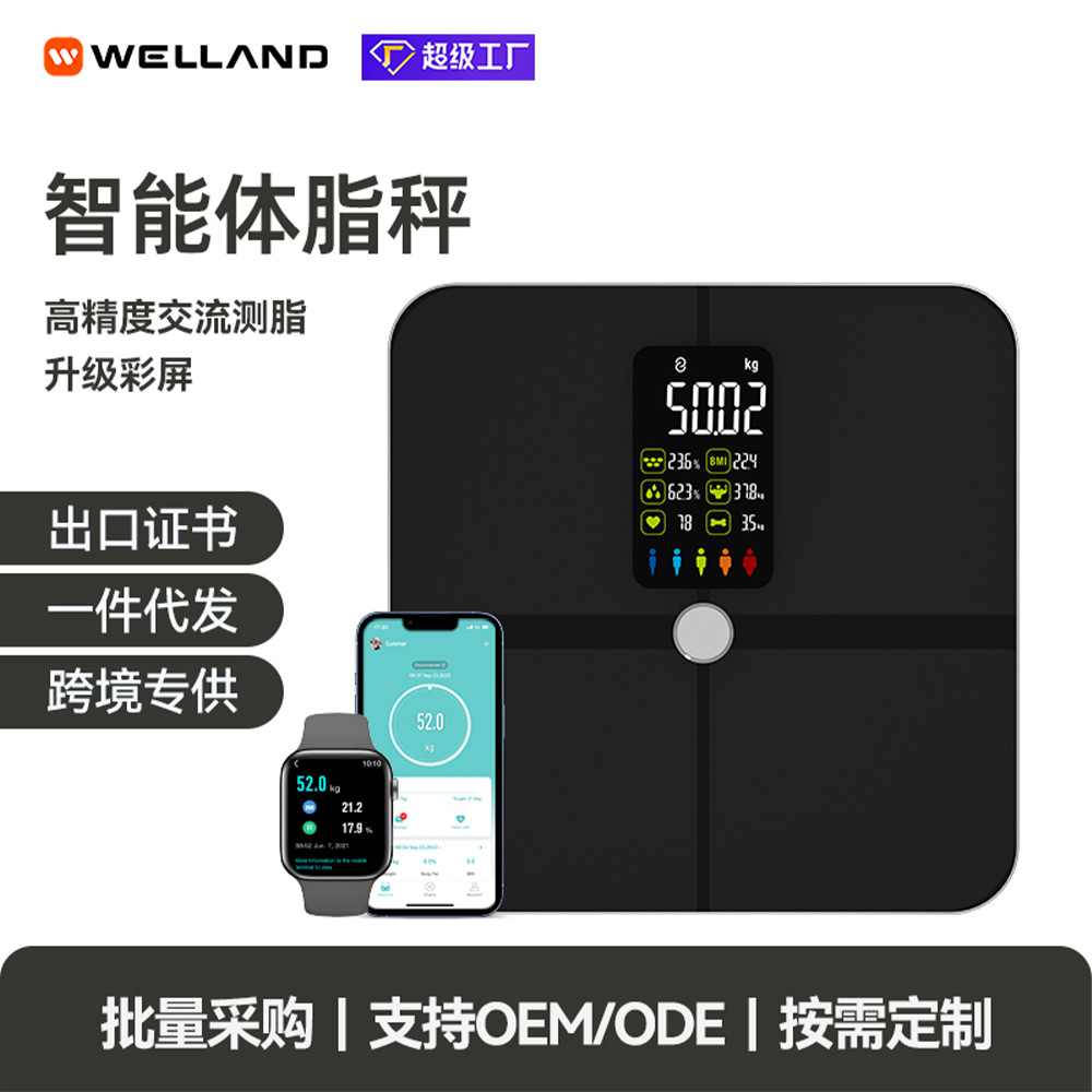 Новые умные весы для определения жира с Bluetooth, большой цветной экран
