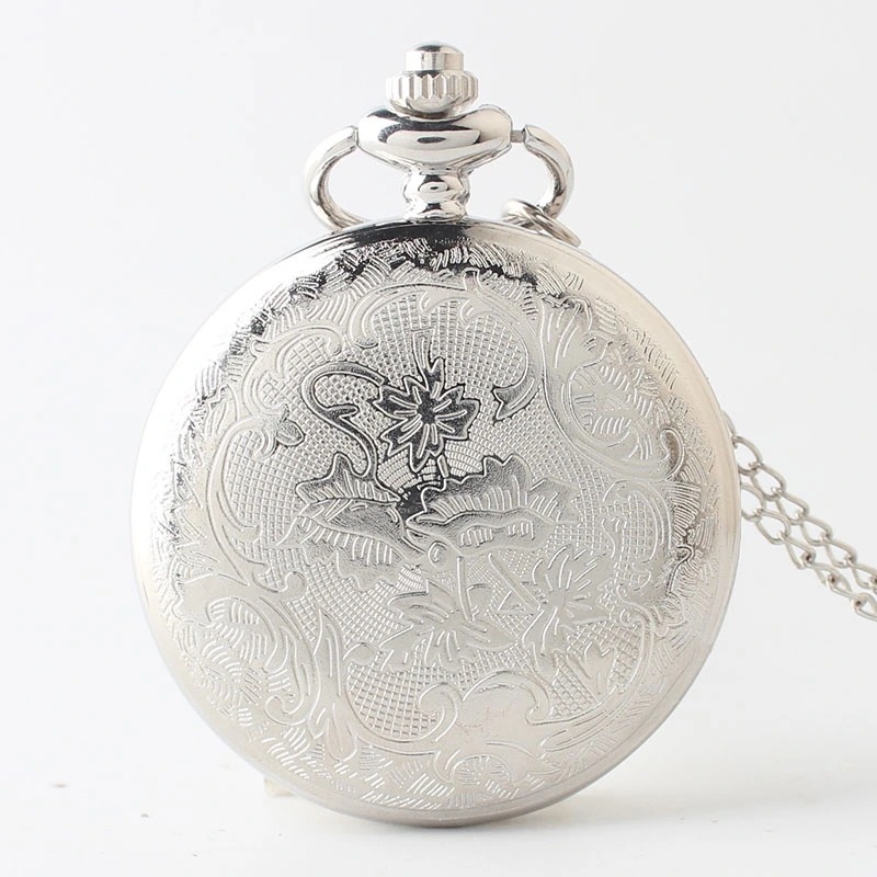 Hollow Petal Necklace Pocket Watch Black Butler Flip Watch Couple Fashion Pendant Quartz Watch Gift Wholesale Foreign Trade