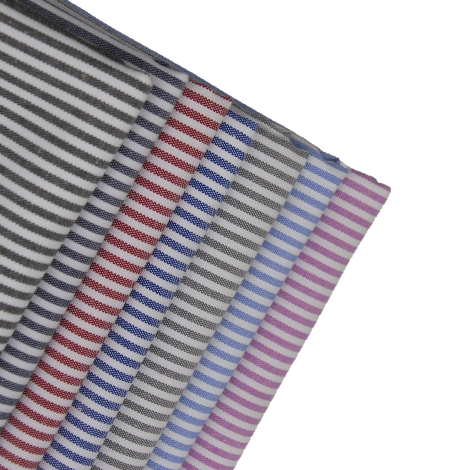 Factory direct 2mm polyester cotton Oxford cloth high density TC striped fabric high-end thick shirt fabric