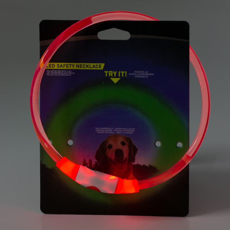 New anti-loss night anti-car accident dog LED round tube USB can be planted to cut all-body luminous collar pet