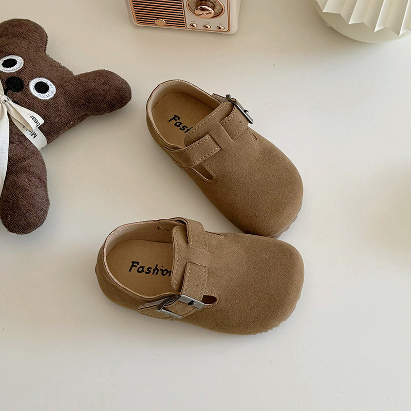 Children's Birkenth Shoes 2024 Spring and Autumn New Girls' Leather Shoes All-match Bean Shoes Little Girl's Soft-soled Shoes Spring Single-layer Shoes