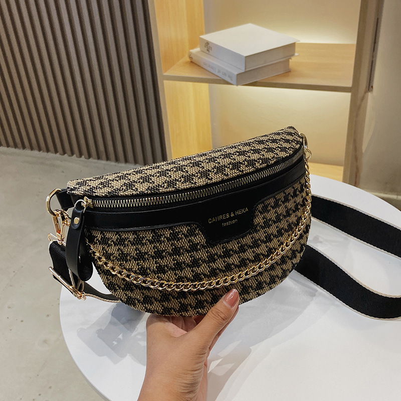 Leopard print chest bag shoulder bag women's new retro fashion Plaid diagonal waist bag texture women's bag manufacturers wholesale