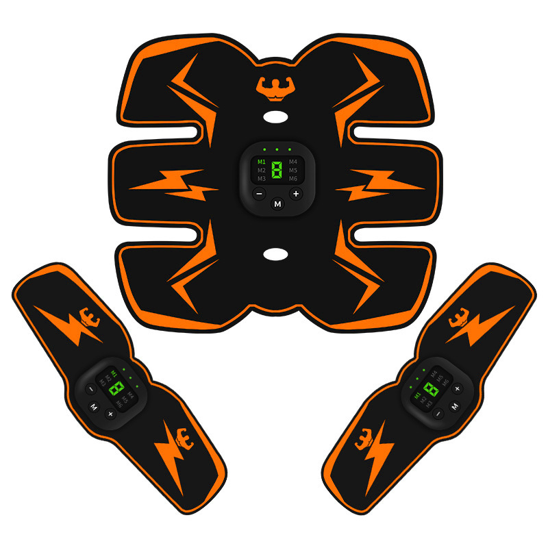 Cross-Border Popular Ems Abdominal Fitness Instrument Micro-Electric Muscle Stimulator Massage Fitness Equipment Abdominal Fitness Device Orange Abdominal Muscle Patch