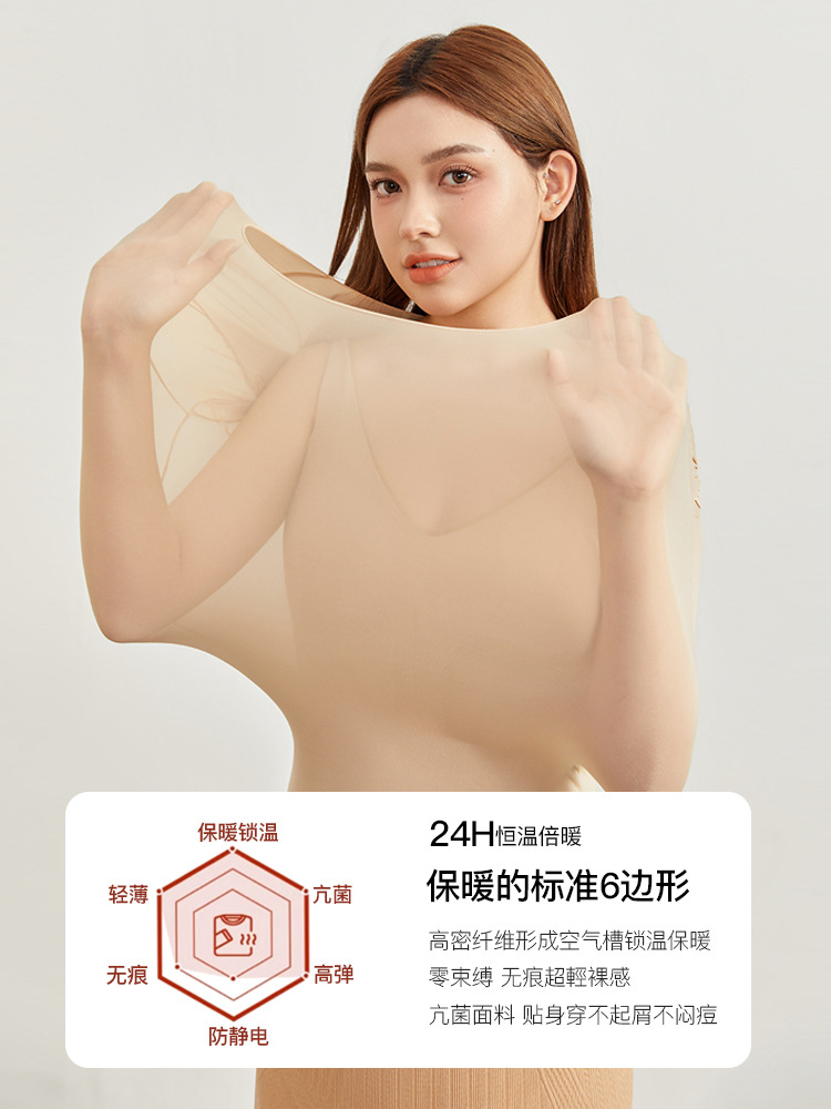 Slim Show plus size Women's High Elastic Lock Warm Muscle Undercoat Natural Naked Ultra-thin Knitted Shirt Chubby mm2024 Spring New