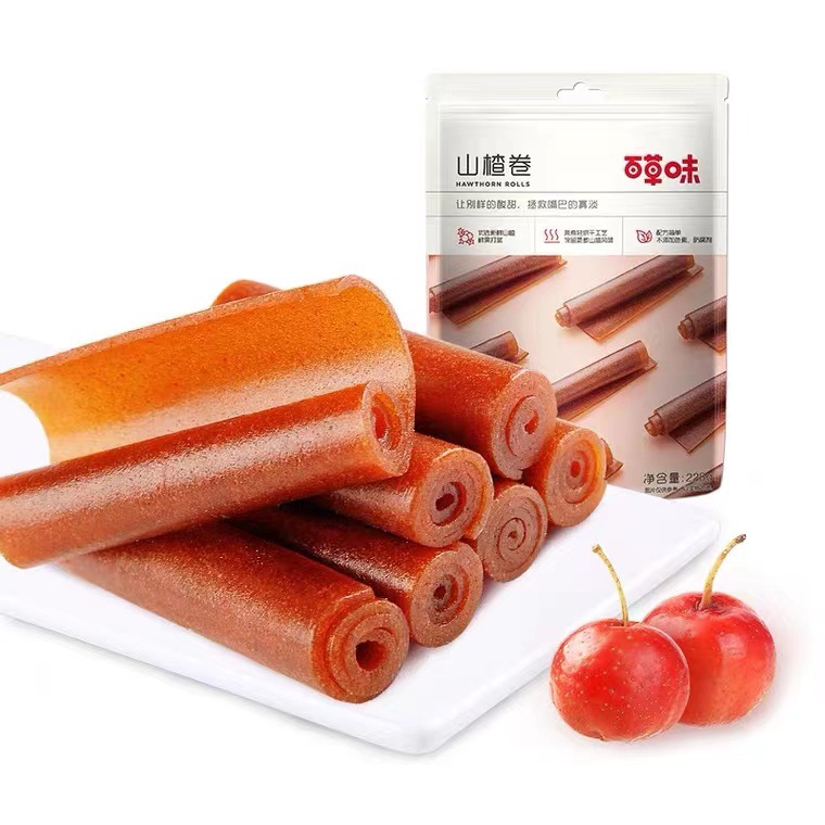 Травяной рулон из боярышника 228г Коробка 30 упаковок Сладко-кислая конфетная закуска Продукты боярышника