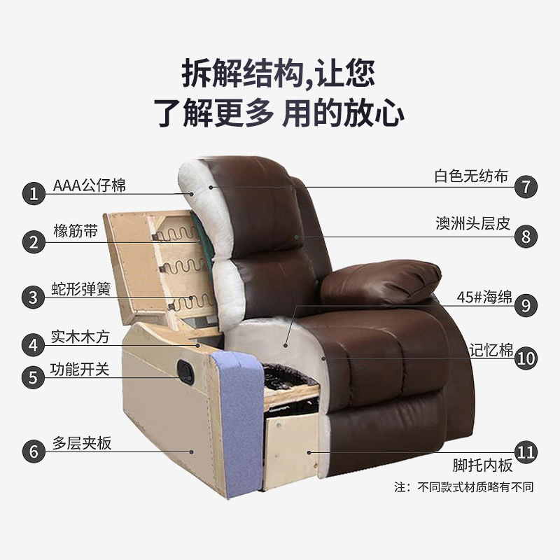 Cross-border exclusive villa home theater sofa vip multi-functional first-class electric cabin leather massage sofa chair