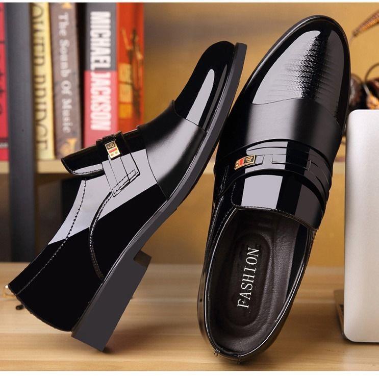 Leather Shoes Men's Leather Shoes Spring Breathable Business Casual British Dress High Sense Pointed Wedding Shoes for Work Wholesale