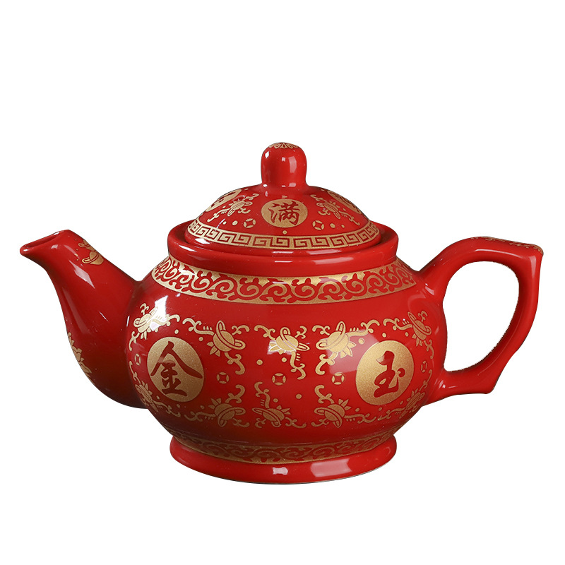 Ceramic Household Halogen Pot Teapot Set Wine Cup Tea Cup Buddha Hall Worship for Decoration Supplies for Opening and Admission to the Ancestral Hall