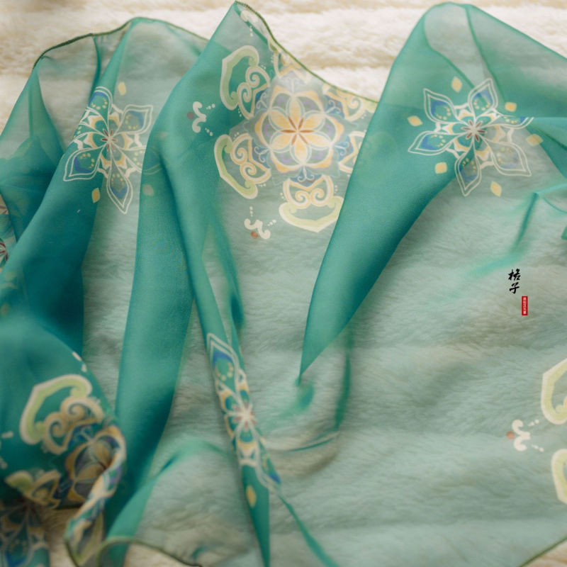 Hanfu Shawl for Women with Tang-Style Print, Ethereal Chinese Style Flowing Ribbon, Ancient Style Accessory, Hezi Skirt Versatile Color