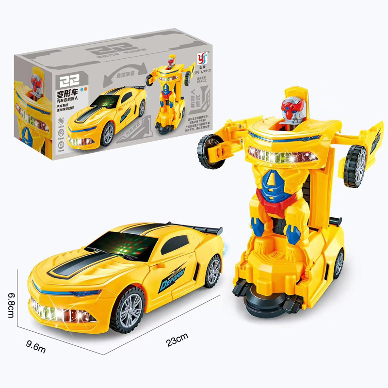 Electric Stunt Car Transformation Robot Music Light Universal Driving Electric Children's Toy Street Stall Wholesale