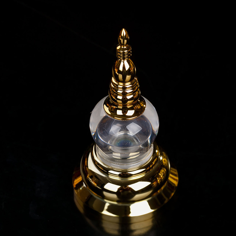 E-Type Gold-Plated Acrylic Stupa Treasure Vase Pagoda Bodhi Tower Buddhist Hall Yellow Lotus Transparent Display