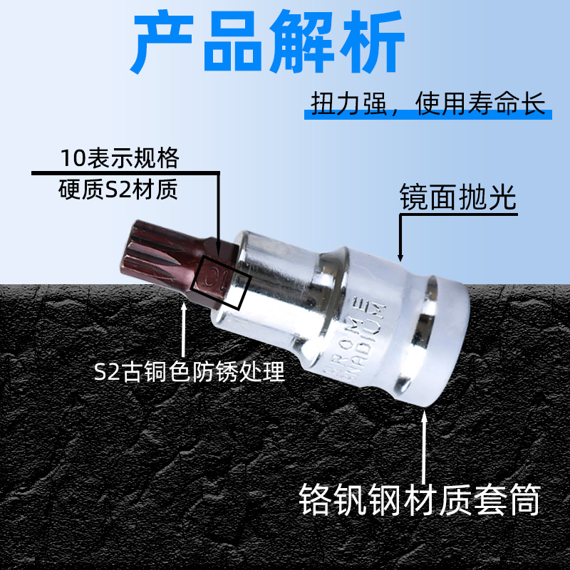 55mm 12-Angle Screwdriver Socket, Plum Blossom-Shaped Socket, 1/2 Electric Wrench Socket, Square Pressure Bit