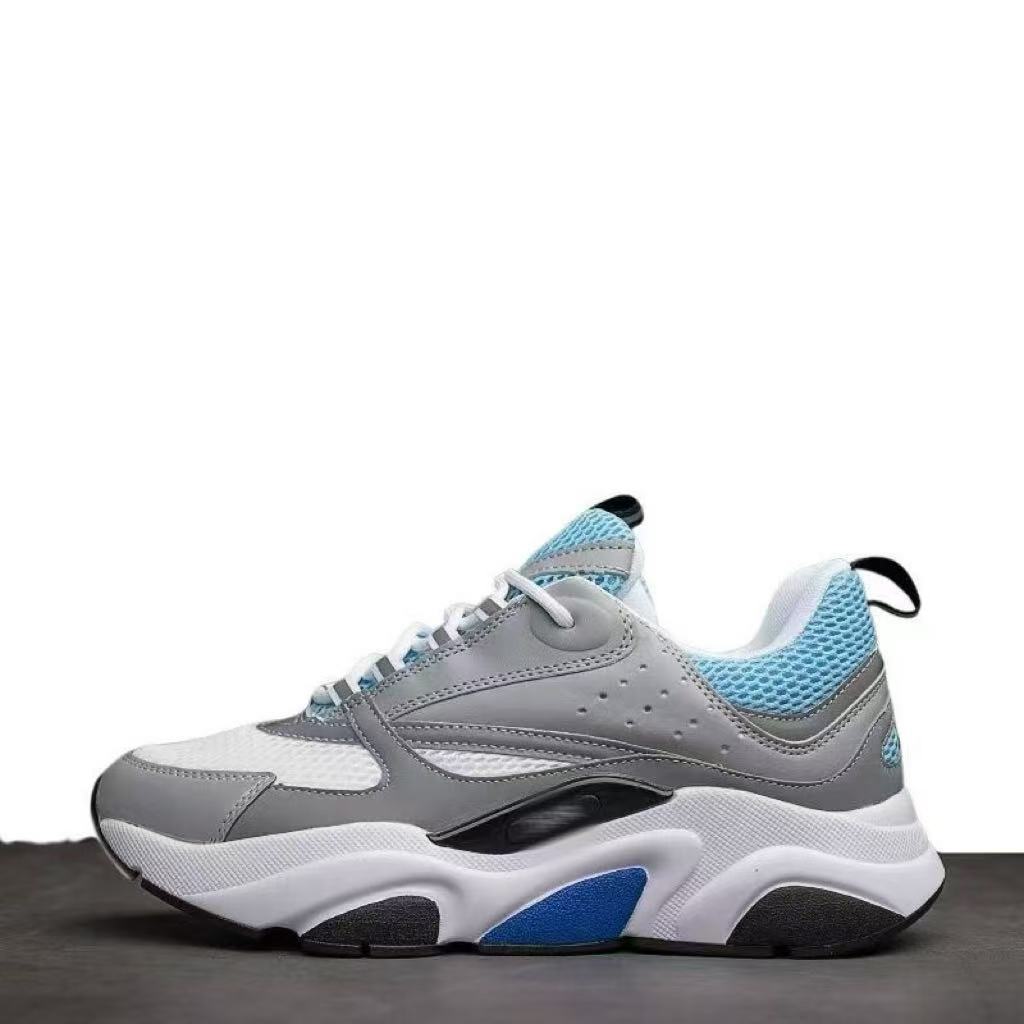 European Station B22 Height-Increasing Comfortable Non-Slip Dad Shoes Mesh Breathable Wear-Resistant Color-Block Fashion Sports Casual Men's Shoes