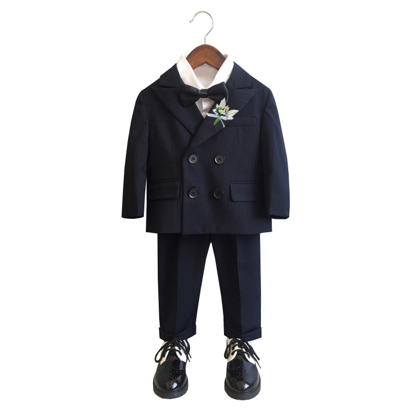 Boys' Suit New Autumn and Winter Flower Girls' Wedding Dress Performance Clothing Small and Medium-sized Children's British Performance Clothing Baby One-year-old