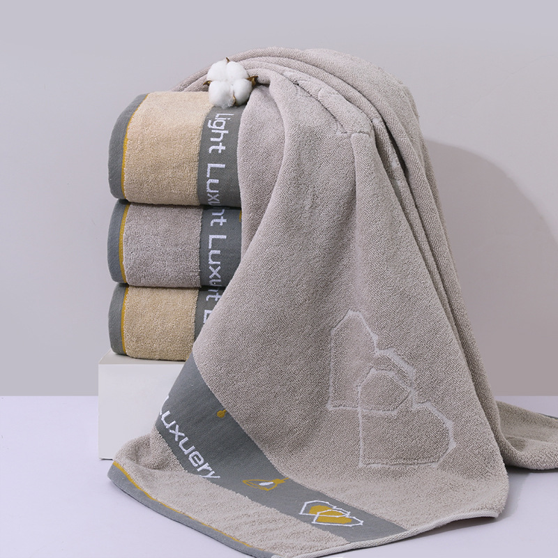 Bath Towel 100% Cotton Thickeneded and Enlarged Bath Towel Household Polyester Absorbent Adult Bath Wrap Beach Pure Cotton Quick-Drying Bath Towel