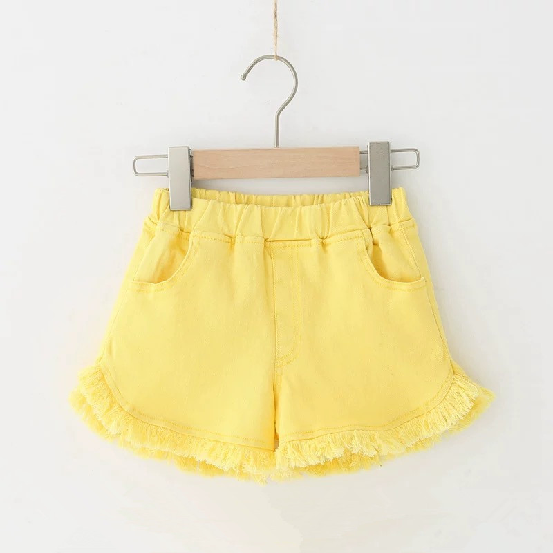Girls' Denim Shorts Summer New Versatile Loose Fit for Toddlers and Older Children, Trendy Three-Quarter Length Shorts for Girls