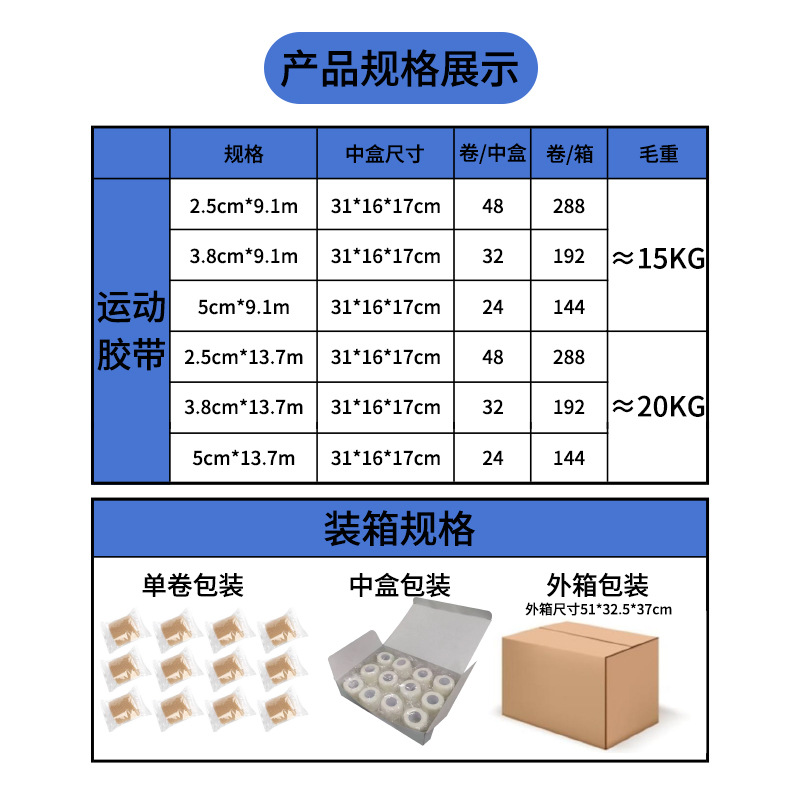 In stock white patch sports tape serrated tape wrist pad knee pad ankle pad leg pad sports physiotherapy protective gear fixed