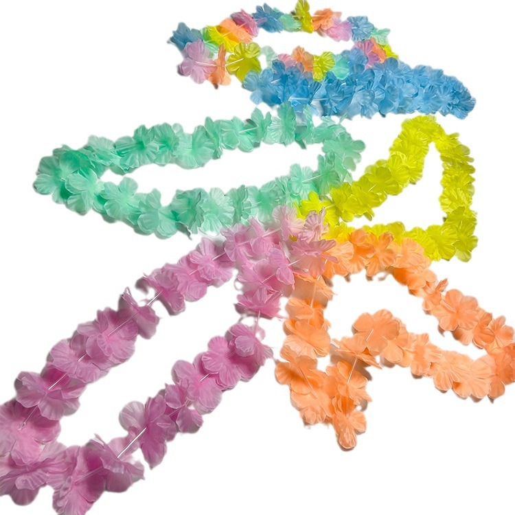 Macaron color polyester cloth simulation petal wreath 24 pairs of petals diameter 6.5cm length 100cm colorful wreath