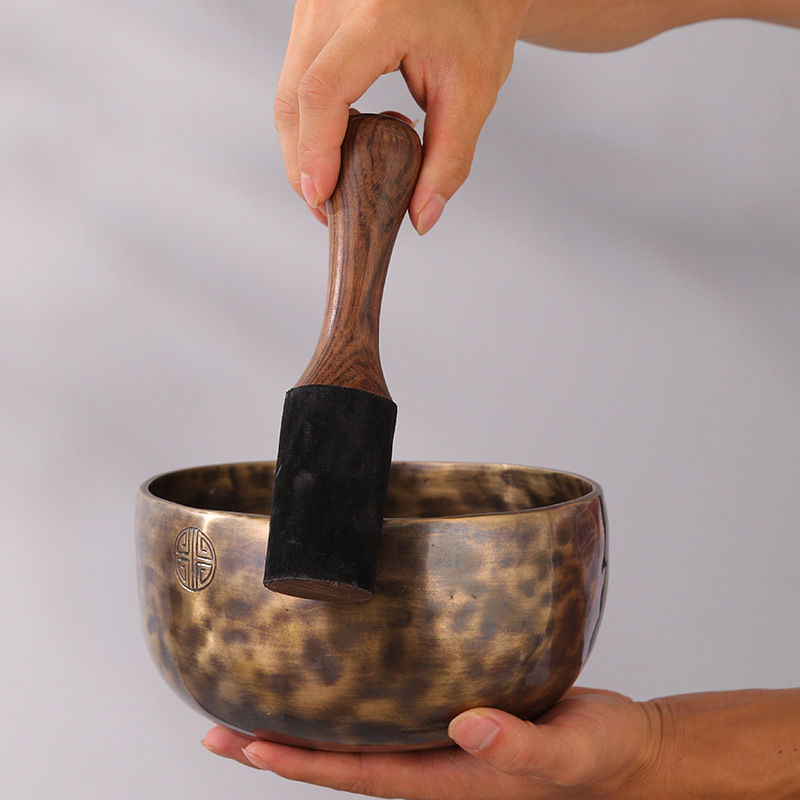 Nepal Song Pot Buddha Tone Pot Full Moon Pot Knocking Stick Wooden Leather Stick Accessories Anti-Slip Pad Grinding Stick Hammer Various Sizes