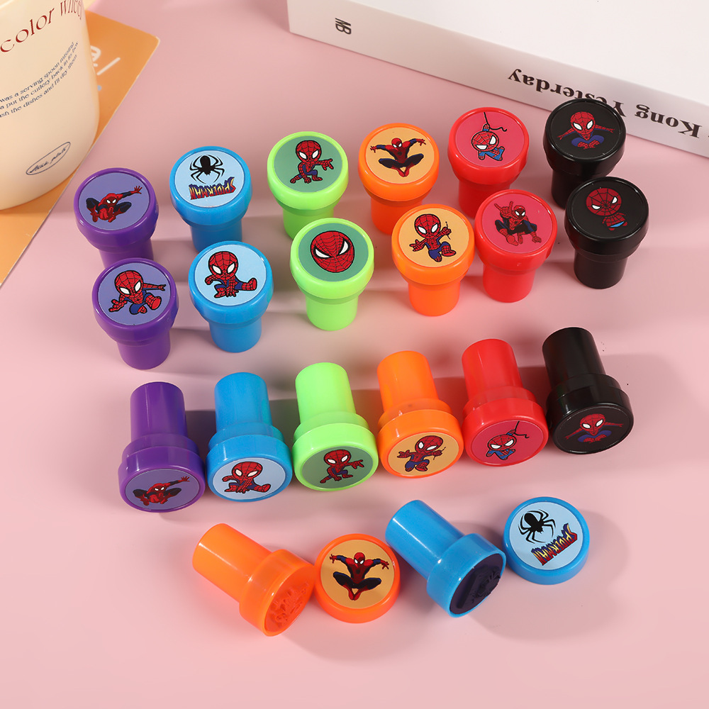 Children's Fun Cartoon Spider-Man Seal Kindergarten Teacher Praise Reward Toy Marvel Same Style Cartoon Seal