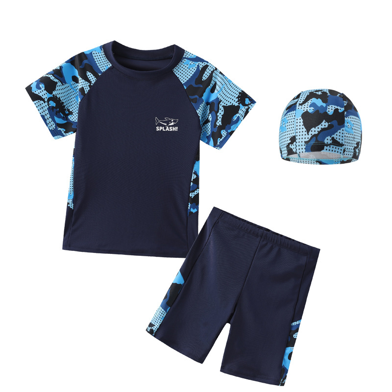 Children's Swimsuit Boys' Large Size Professional Quick-Drying Training Swimsuit Youth Split Double-Layer Pants Anti-Embarrassment Swimsuit