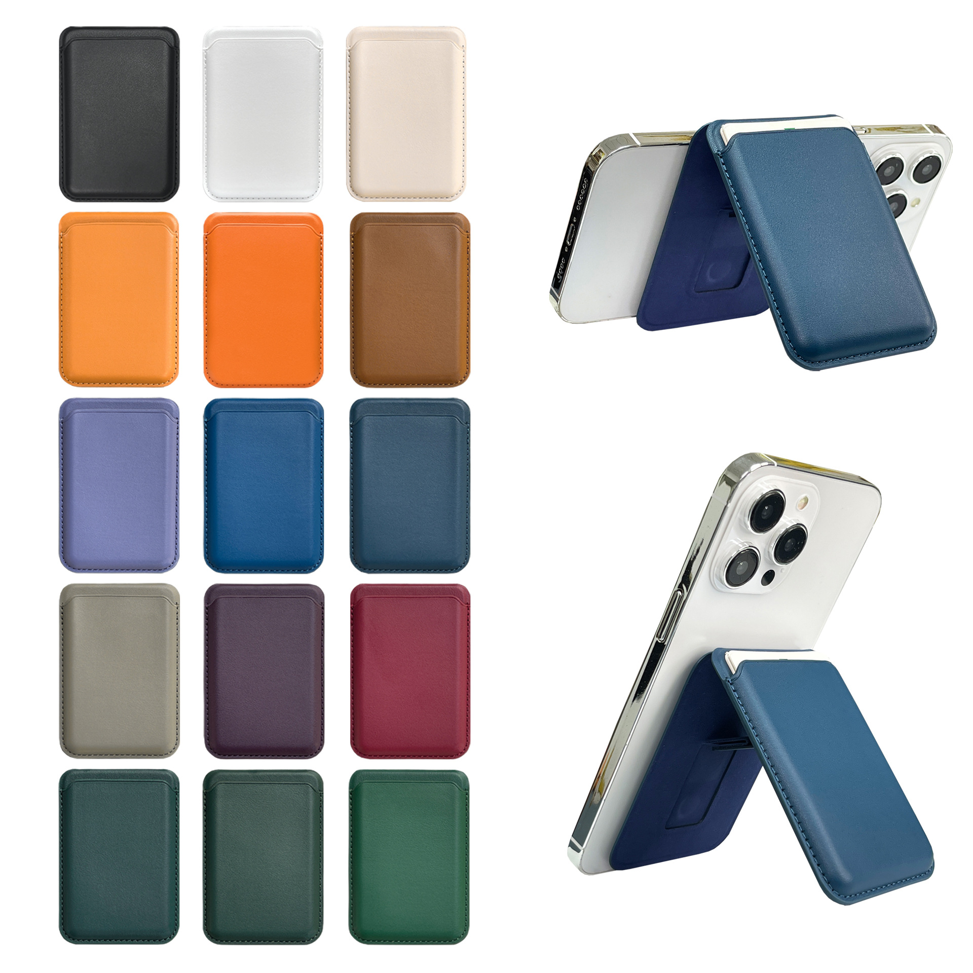 Подходит для Apple 16 MagSafe, магнитный держатель для карт, чехол для iPhone 14/13/12, кожаный, сильный магнит, складной