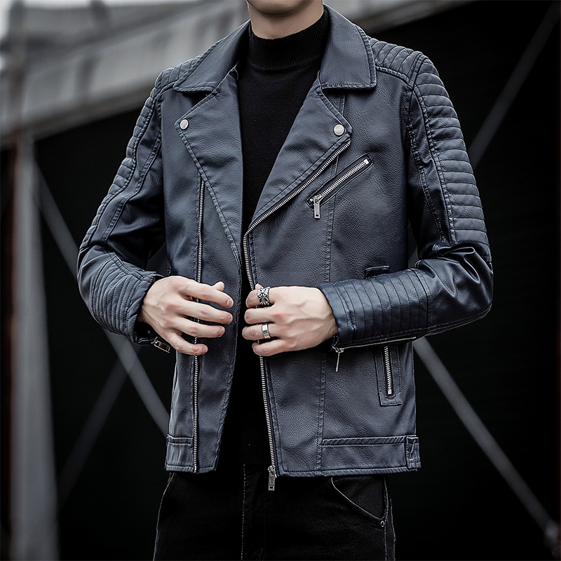 Men's leather jacket casual autumn and winter new leather jacket youth handsome motorcycle pu jacket casual men's jacket fashion