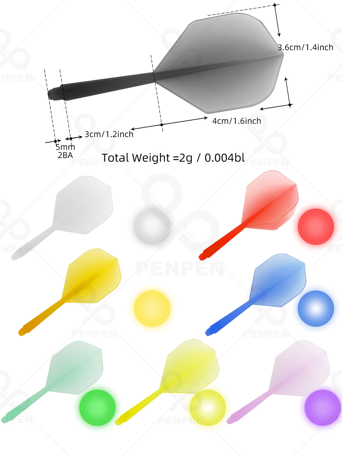Spray PENPEN Universal 2BA All-in-One Dart Rod 75% Transparency Plastic Rod Dart Accessories LT04 Competition