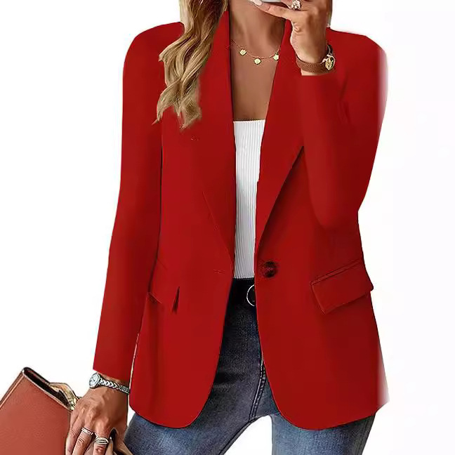 2025 Amazon WISH Explosions Autumn Long Sleeve Solid Color Cardigan Small Suit Jacket Women